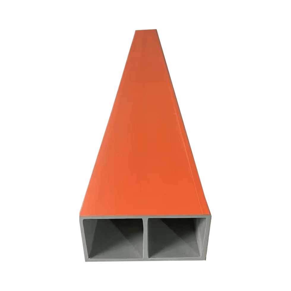 Decoração interna sarrafo 100*50mm wpc oco tubo quadrado coluna divisória de madeira parede grão de madeira teto tubo de madeira